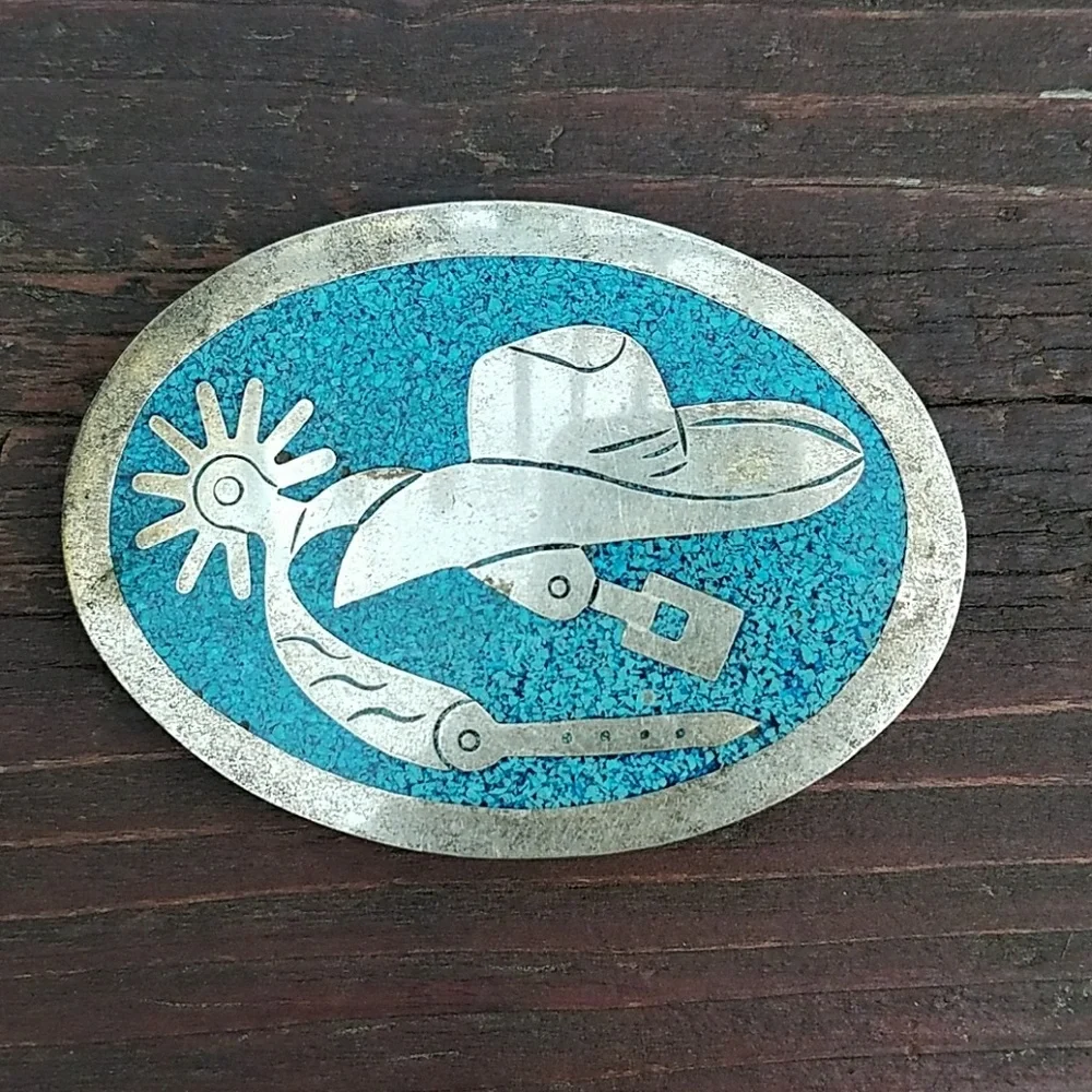 Vintage Cowboy Hat & Spurs Belt Buckle